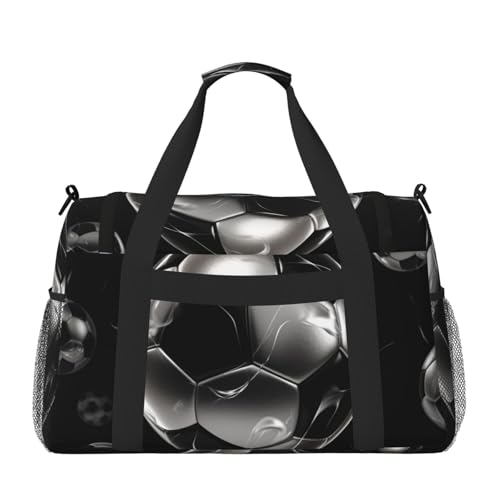 Soccer Black Travel Duffel Bag Lightweight Waterproof Carry On Tote Bag Foldable Weekender Overnight Bags Sport Gym Bag For Women Men2