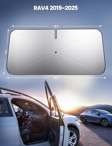Image of Car Windshield Sunshade Umbrella for RAV4 - Lamicall 2026 Foldable Car Windshield Sun Shade Cover, 5 Layers UV Block Coating, Front Window Heat Insulation Protection, for RAV 4 (2019-2025) Windshield