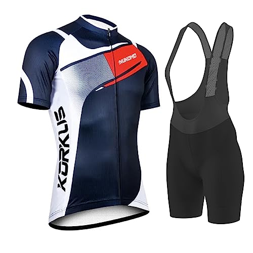 Abbigliamento Completo Ciclismo Uomo Estivo Tuta Bici da Corsa Professionale Maglia MTB + Pantaloncini Imbottiti con Gel 9D,Salopette Pantaloncini Corti (TYP-10,XL)