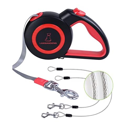 Chew Proof Retractable Dog Leash with 2 Heavy Duty Anti-Chewing Wire Ropes, 16FT Leashes 360 Tangle Free for 2 Dogs, Dual Dog Lead for Small/Medium/Large Dogs by Lanwandeng Cover