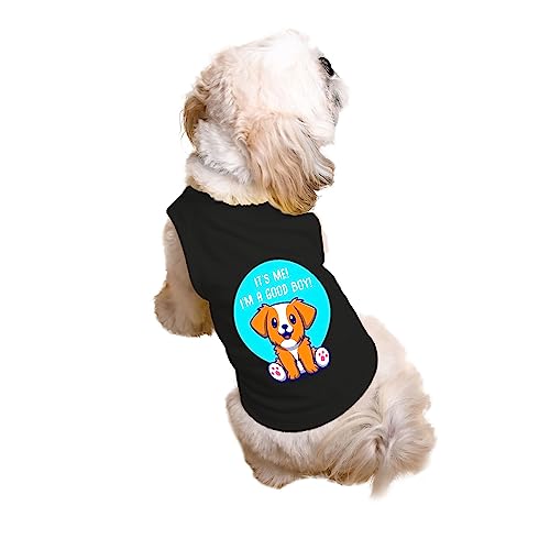 Image of Ruse I m a Good Boy Printed Dog Round Neck Sleeveless Vest Tank T-Shirt /Tees Apparel /Clothes /Tees Gift for Dog (Black /XXL (Saint Bernard, Great Dane etc.)