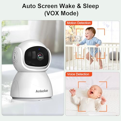 AnKeKe 5-Inch No-Wi-Fi Baby Monitor with 355° PTZ & 100-Hour Battery — view 9