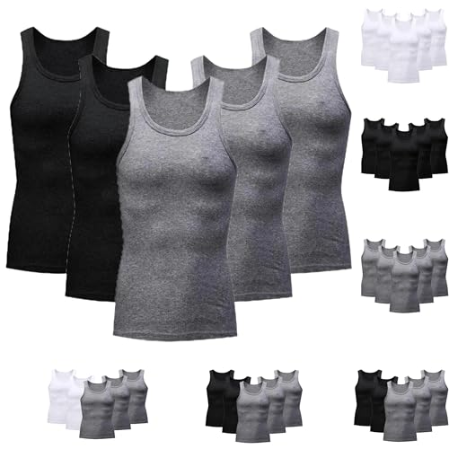 BFAFEN Men's Tank Tops Undershirt 5 Pack Compression Shirt Men Sleeveless Stretch Slimming Body-Shaper Tummy Control Shapewear Workout Gym Tank Top Vest