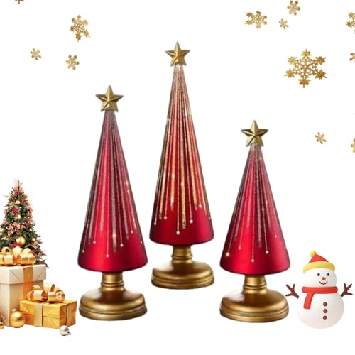 3 Stück Lighted Sparkling Starry Night Glass Trees, Gradient Glass...