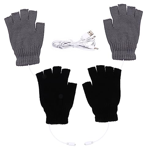Moufles thermiques USB demi-doigts gants chauffants hiver 2 paires