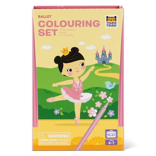 Tiger Tribe Schylling Ballet Coloring Set - Travel Take Along Art Kit - All Supplies Included - Easy Storage - Ages 3+ - 14014, Small