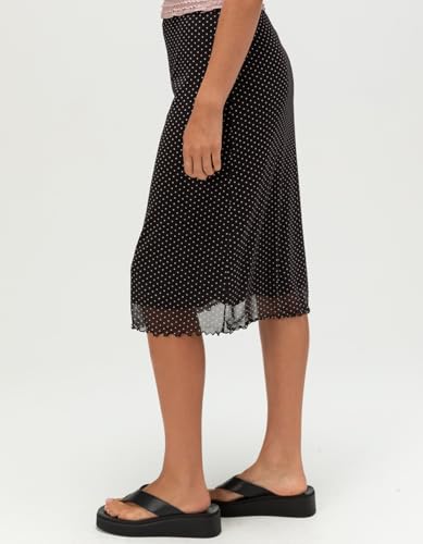Rsq Womens Low Rise Polka Dot Mesh Midi Skirt2