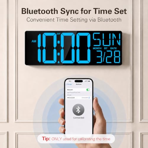 Image of JALL 18 inch Large Digital Wall Clock with Big Numbers, Remote, Timer, 12 RGB Wall Clock with Date and Temp for Teachers Seniors, Digital Clock for Arena, Gym, Living Room Classroom Decor (Blue)