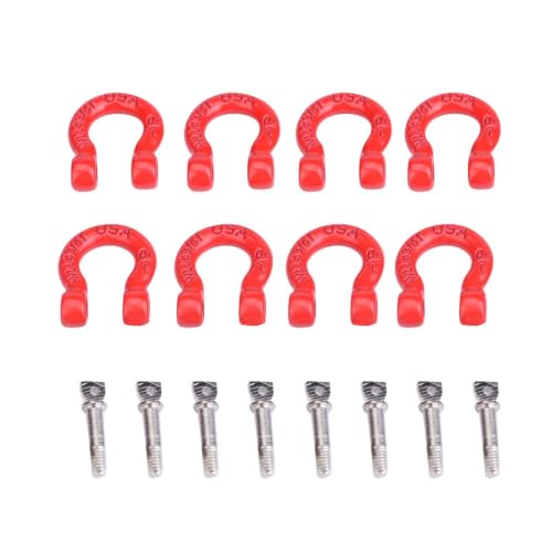 HilBeliFU 8Pcs RC Shackles for Rigging, Metal RC Tow Shackle Lock Catch, RC Car Trailer Buckle Parts, Climbing Car Tow Hook Buckle Compatible with SCX10 CC01 D90 D110 TF2