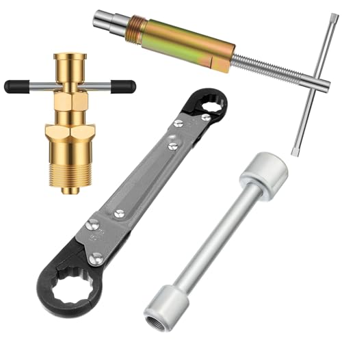 Image of 4 Pcs Angle Stop Wrench Kit Plumbing Tool, Olive Ring Removal Tool with Diameter of 1 /2 inch, 3 /4 inch, Compression Sleeve Puller for 1 /2 inch Compression Fitting, Install Angle Stop Nut (Olive,Grey)