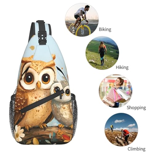Morrales de bandolera con diseño búho para adultos unisex miniatura 6
