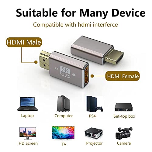 Image of Etzin 8K HDMI Female Adapter, Standard 2.1 Version, Male to Female Extension for Camera, Laptop, Ultra HD, 3D (EPL-951H)