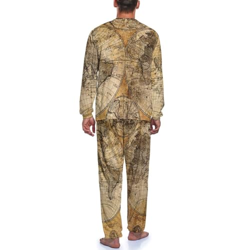 Pyjama homme manche longue style carte ancienne pour des nuits douces - 4
