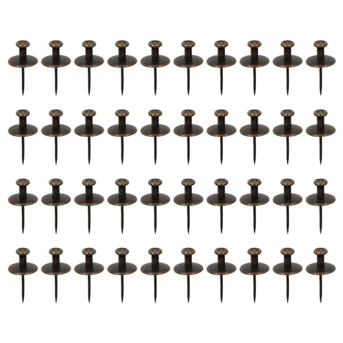 Image of Double Headed Picture Hangers Nails,TTZEZE Zinc Alloy Small Head Hanging Nail,Decorative Nail Push Pins,Small Head Hanging Photo Hook Thumb Tacks Bronze 40PCS