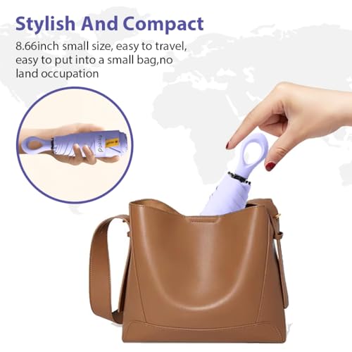 Image of PALAY Mini Sun Umbrella UPF 50+ Sun Protective Sun Umbrella with Black Liner 6 Strong Ribs Design Fashion Outdoor Folding Umbrella Travel