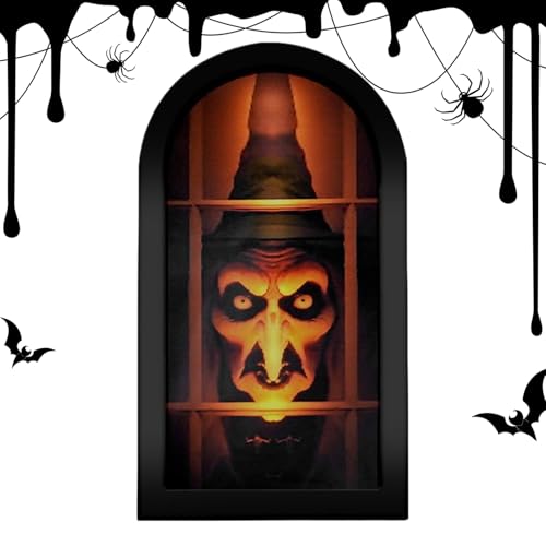 Witch Hologram Mirror - Spooky Halloween Projection, Scary Optical Illusion, Holiday Party Decoration, Bathroom Living Room Setup | Kitchen School Display for Offices Dormitory Arrangement, Apartment
