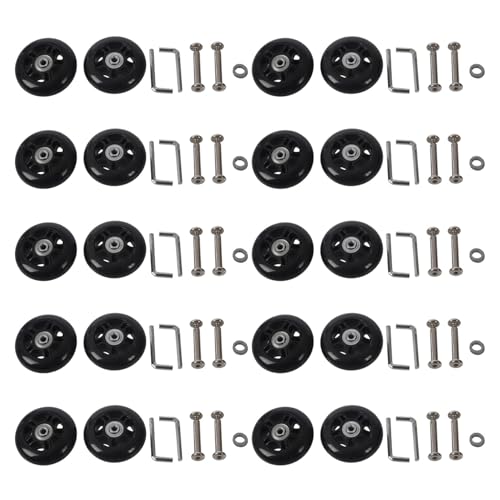 Wuden 20Set 64X18mm Luggage Suitcase/Inline Outdoor Skate Replacement Wheels Black
