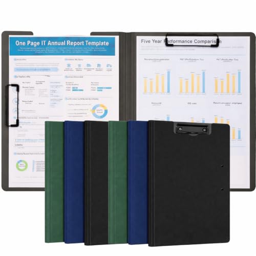 Image of A4 Clipboards File Folder | 360 Degree Flip Sturdy Writing Pad with Strong Metal Dual Clip | Multi-Functional Binder File Folder for School, Office, Artists & Professionals (6, Multi Colour)
