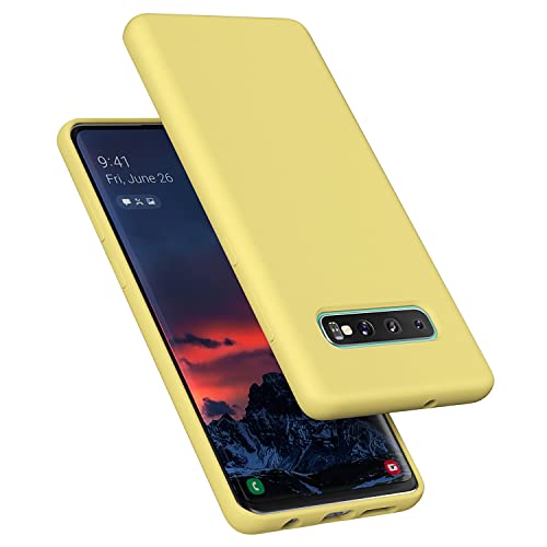 Coque Samsung S10 jaune gel silicone liquide doux housse de protection antichoc 6.1 pouces