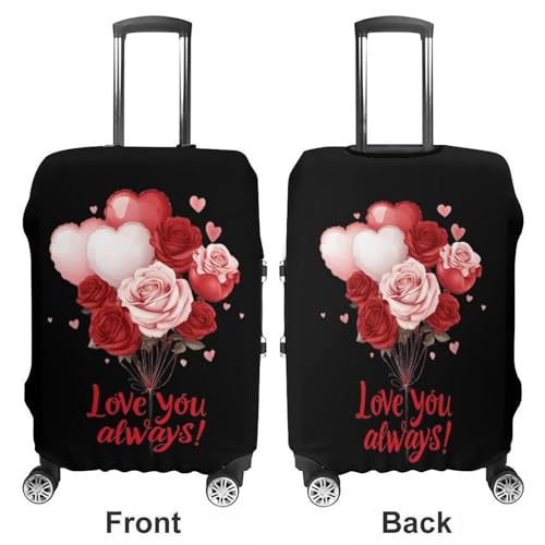 Valentines Love You Always Travel Luggage Cover for Suitcase 19-32 Inches Elastic Washable Baggage Protector3