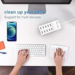 USB Charging Stations 50w10A 10 Ports Multiple Charging Block/Power USB Strip for iPhone Android Smartphone Tablet Smart Watch AirPods Samsung and Multiple Charger Plug… - Image 2