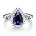 AmDxD Anneau Femme Bague Argent S925, Alliance Mariage Femme Les Gouttelettes d'eau Bleu Zircon Poire Bague Taille 49