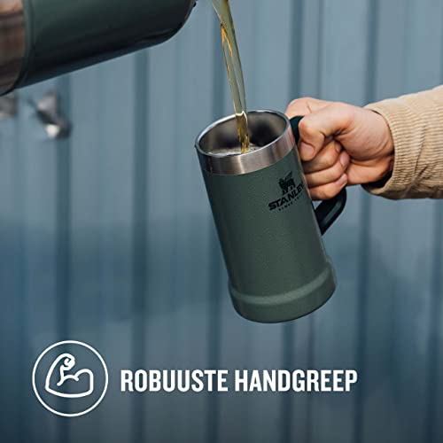 Stanley Classic Vacuum Stein 0.7L Hammertone Green - Houdt bier 7 Uur Koud - Bierpul van roestvrijstaal - Dubbelwandige Isolatie - Lekvrij - Vaatwasserbestendig - Image 7