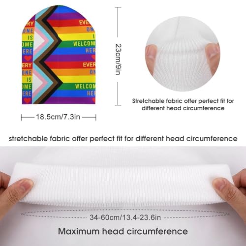 Progress Pride Flag Rainbow Gay Lesbian Transgender Bisexual LGBTQ Kids Beanie Hat for for Girls Boys Children Cap Winter Knitted Chemo Cancer Headwear Accessories Gifts Decoration2