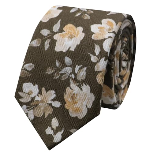 Image of Floral Ties Skinny Tie for Men, Cotton Mens Neckties for Weddings | Cotton, 2.56'', Floral, Mens Tie, Slim Tie, Soft and Comfortable, Men's Neckties for Casual, Business, Party, Daily, Dating
