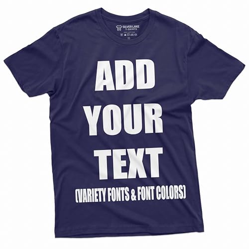 Add Your Text Custom T-Shirt Men's Customizable Tee Personlized Tshirt (XX-Large Navy Blue)