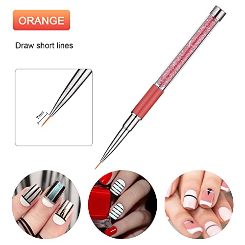 An-Self 5 Pcs Nail Art Liner Brushes Acrylic Nail Brush Gel Nail Painting Brush Nail Gel Polish Painting Drawing Brush Pen Set 79111520 Mm Nail Art Flower Design Pen Brushes, Multicolor #TOP1