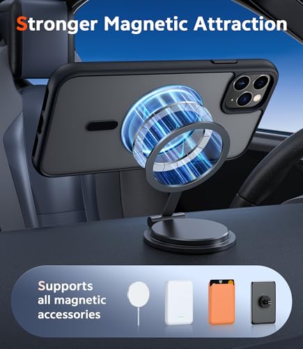Image of FNTCASE for iPhone 11 Pro-Max Case: Matte Magnetic Phone Cases Compatible with Magsafe Slim Anti Yellowing Military Grade Drop Protection Rugged Protective Translucent Cell Phone Cover (C-Black)