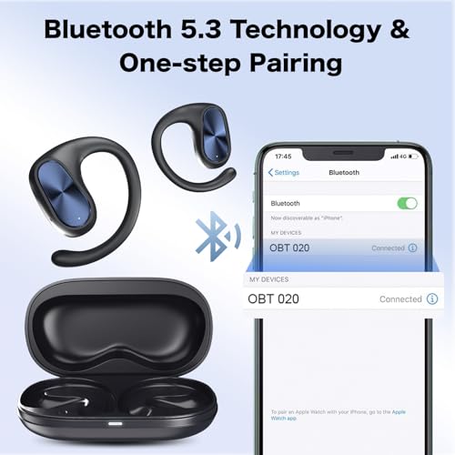 Open Ear Headphones, Stereo Wireless Open Ear Earbuds with Mic, 55H Playtime, ENC Clear Calls, IP55 Sweatproof, Sport Headphones for Fitness, Running, Workout - Image 6