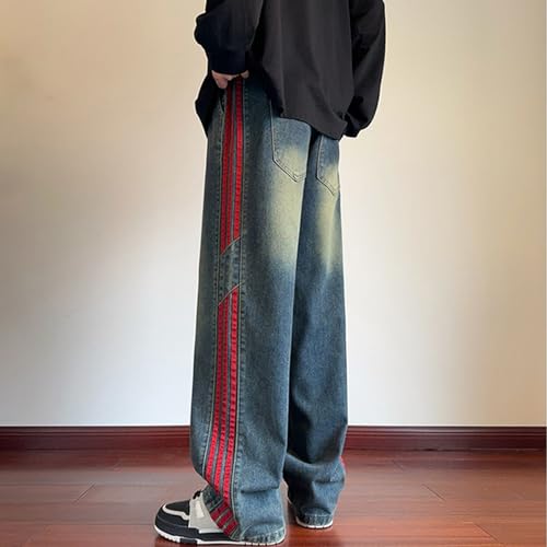 Baggy Jeans Men Y2k Straight Leg Striped Jeans Men Relaxed Fit Casual Emo Wide Leg Denim Pants Hip Pop3