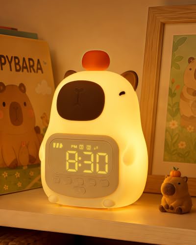 Yiliaw Capybara Alarm Clock with RGB Night Light for Kids,Clock for Bedroom
