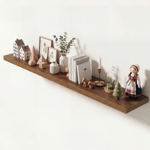 Image of Dreamland 72 Inches Floating Shelves for Wall,9.3 inch Deep Long Floating Shelves Set of 1,Large Display & Storage Shelf,Wall Shelf for Bathroom Bedroom Living Room Kitchen Office,Walnut