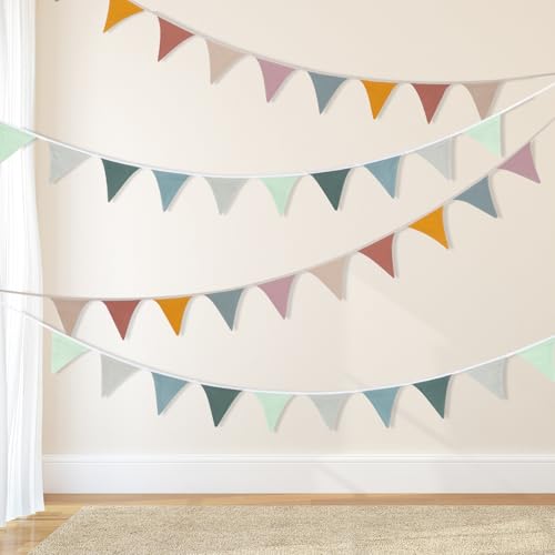 AiQInu 2 Stück Bunt Wimpelkette Kinderzimmer, Girlande Kinderzimmer Deko zum Aufhängen, Mädchen Jungen Kinderzimmer Deko für Babybett, Kinderbett, Party, Geburtstag, Hochzeit