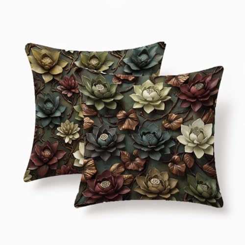 Housses de coussin extérieur imperméables 55x55 cm grand format rétro pour canapé et lit - 2
