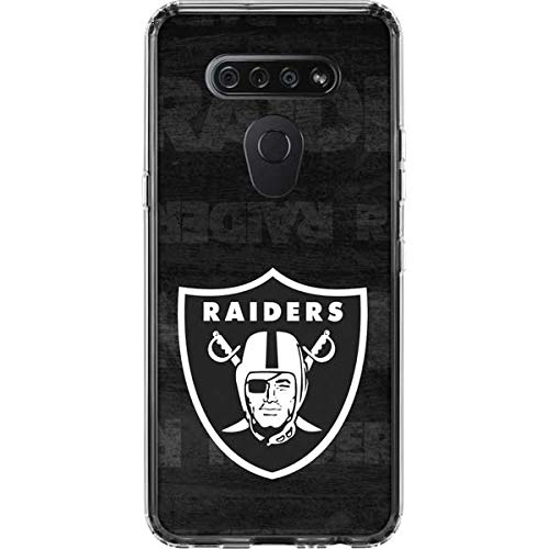 Skinit Clear Phone Case Compatible with LG K51/Q51 - Officially Licensed NFL Las Vegas Raiders Black & White Design
