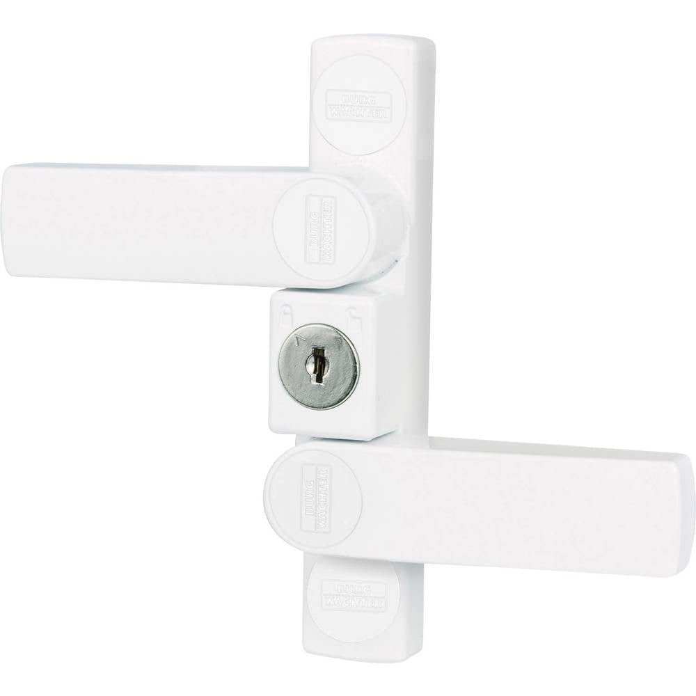 BURG-WÄCHTER Verrou de fenêtre, Protection antieffraction pour fenêtres 2 battants + portes de balcon, Verrou clé, Intérieur, Côté poignée/bas/haut, WinSafe WS 22, Blanc