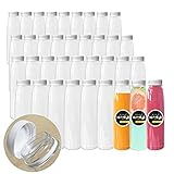 10 Oz Empty PET Plastic Juice Bottles 36 Pack Reusable Clear Disposable Bulk Drink Containers with White Tamper Evident Caps Great for Storing Homemade Juices, Milk, Water, Smoothies, Tea