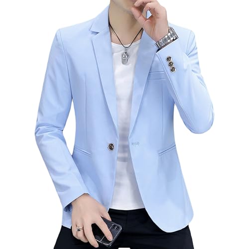 Men's Casual Blazer Slim Fit Sport Coat Personality Business Daily Suit Top One Button Lightweight Jackets - Main Image