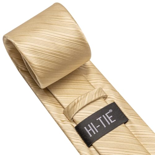 Image of Hi-Tie Men Silk Ties Set with Flower Lapel Pin Necktie Pocket Square Cufflinks for Tuxedo Wedding Business