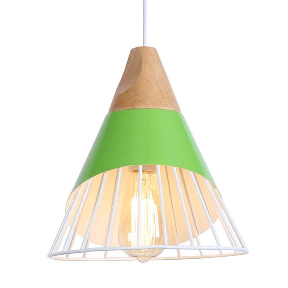 Lámpara colgante de hierro forjado resistente con diseño de madera vintage. 3