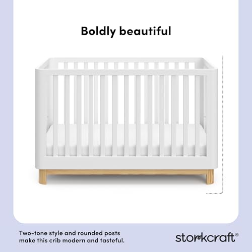 image for Storkcraft Santos 3-in-1 Convertible Crib (White with Natural) – GRE
