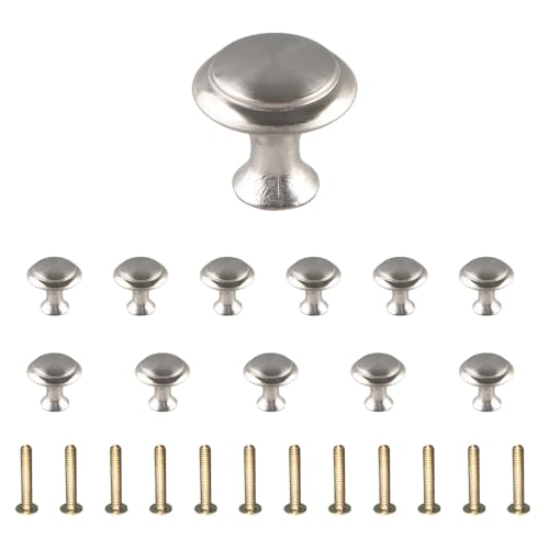 ZSUIQIN 12 Pièces Bouton de Meuble Argenté, Bouton de Meubles, 27 mm Ronds Boutons de Portes, Tiroir de Porte Poignée pour Placards, Commode, Armoire,...