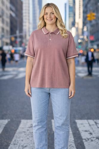 Image of Mack Jonney Women's Textured Polo T-Shirt | Half Sleeve Cotton Blend Top |Casual Collar Tee | Regular Fit-M7527