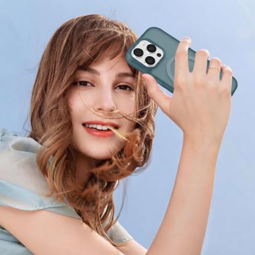Image of DIZORO Matte Case for iPhone 15 Pro Max Compatible with MagSafe, Camera Lens Full Protection, Shockproof Translucent Frosted TPU Soft Phone Cover, Anti-Fingerprint (Navy