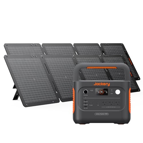 Jackery Solar Generator 1000 v2 with 2x100W Solar Panel,1070Wh Portable Power Station LiFePO4 Battery,1500W AC/100W USB-C Output,1Hr Fast Charge for Outdoor,Off-Grid Living,RV,Emergency E100