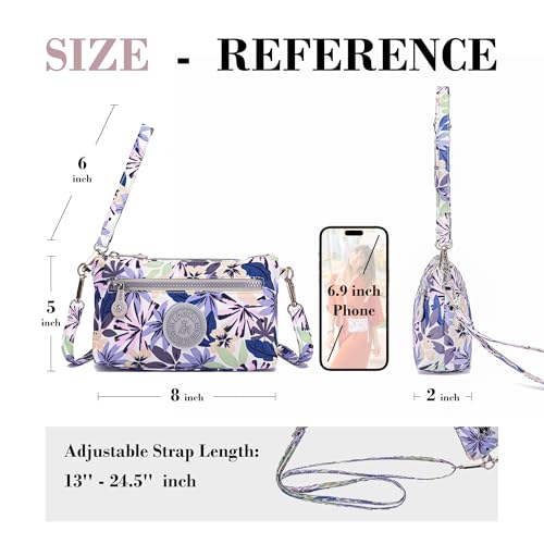 Image of Small Wristlet Wallets for Women Nylon RFID Cross body bag | Cell Phone Purse with Built-In Card Slots for Daily Outings